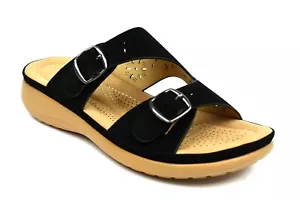 Women's Ladies Low Wedge Heel Comfort Cushioned Slip On's Mules Sandals Shoes - Picture 1 of 2