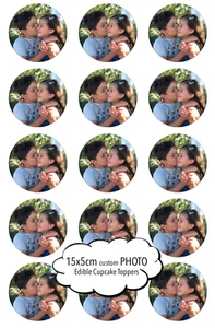 15 x 5cm Custom Round any Photo/Logo Cupcake Cookie Edible Image Toppers - Picture 1 of 1