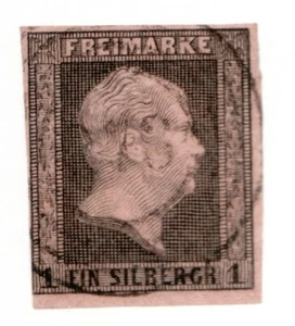 c.1850 Prussia (German Kingdom) Sc #3 -  Solid stamp, 3 margins Cv$14 - Picture 1 of 1