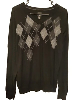 Suéter J Ferrar Gris/Negro Diamante Estampado Argyle Mezcla Modal Cuello en V M Foto 1 de 3