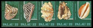 PALAU, SCOTT # 104-108, MNH STRIP OF 5 VARIOUS SEASHELLS (SEA SHELLS) YEAR 1986 - Picture 1 of 1