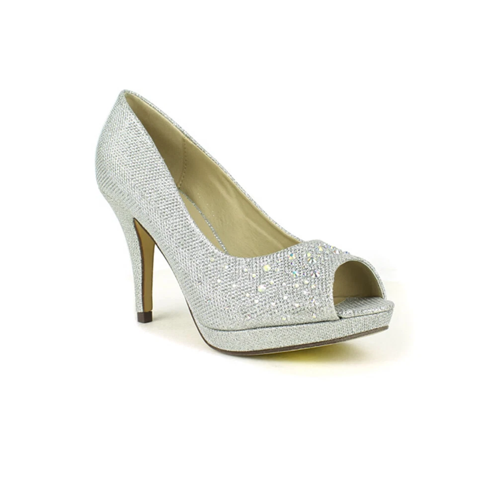 Ellie Shoes 415-FLAMINGO Pump | Lantejoulas prateadas - Imagem 1 de 1