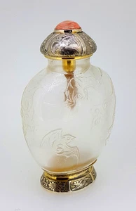 18. Jh. Qing chinesische geschnitzte Bergkristall Schnupftabakflasche 5 Fledermäuse Kaiserpalast RRR - Bild 1 von 12