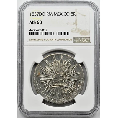 1837 Do NGC MS 63 Mexico 8 Reales Durango Rare Silver Coin ex. Casa Grande - Image 1 of 4