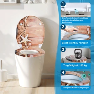 SAINOS WC Sitz Toilettensitz Toilettendeckel Toilettensitze mit Absenkautomatik - Bild 1 von 10