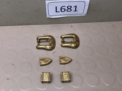 Conjunto de fivela e ponta de cinto de latão guardião hardware ocidental metal - 2 conjuntos novo na caixa - Imagem 1 de 4