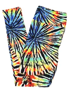 OS LuLaRoe Leggings Tie Dye Spiral Rainbow Pride Hippie NEW 260251 - Picture 1 of 4