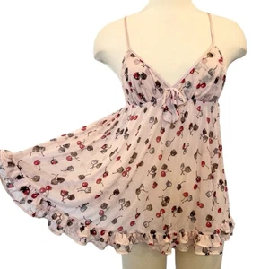 Vestido Babydoll Victoria’s Secret Modal Rosa Chocolate Estampado Cereza L - Imagen 1 de 11