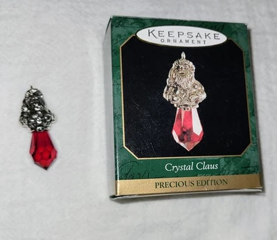 Cristal Claus Edición Preciosa Sello Recuerdo Miniatura Adorno Plato Plata Foto 1 de 4