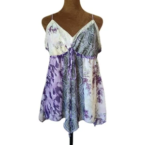 Top babydoll Y2k Mix It taglia XL Petite patchwork viola a strati fata stravagante - Foto 1 di 7