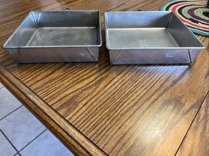 Set Of 2 Vintage Cake Brownie Pan Ekcoloy Silver Beauty T-630-8” Made USA Square - Picture 1 of 5