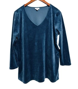 J Jill Pure Jill Velvet Soft V-Neck Casual Top Damen XLP Relaxed 3/4 Arm - Bild 1 von 6