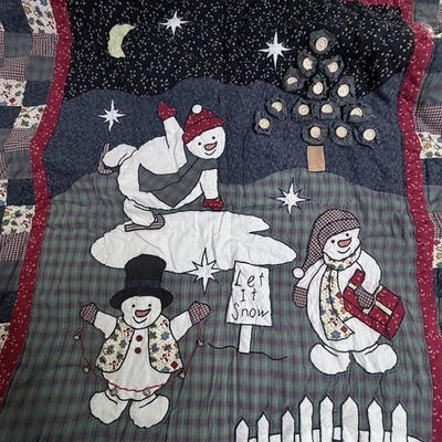 Handmade Quilted Wall Hanging Snowman Winter Holiday Decor Table Runner - Image 1 of 4