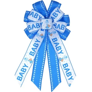 Large Blue Baby Shower Bow for Boy Welcome Home, Baby Boy Decorations Large B... - Bild 1 von 8