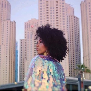 Sparkly Glitter Big Sequin Mermaid Holographic Iridescent Festival Jacket Kimono - Picture 1 of 6