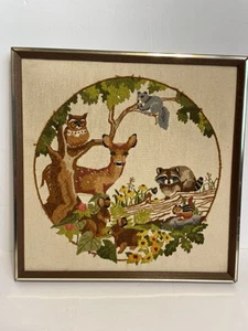 Vintage Crewel Babes In The Wood Needlepoints Boho Nature Woodland Cottage - Picture 1 of 14