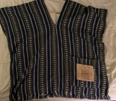 Souvenir Serape Boho Tunic Guatemalan Fabric "Elephant Jungle Sanctuary"~Med~EXC - image 1 of 4