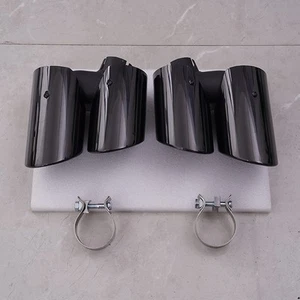 2X Exhaust Muffler Pipe Fits Porsche Macan 2.0T 2019 2020 2021 2022 Glossy Black - Picture 1 of 16