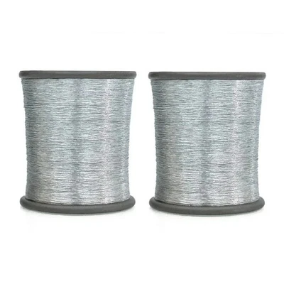 Metallic Zari Thread for Embroidery, Sewing and Jewelry Making (Silver 2 Roll) - Image 1 of 4