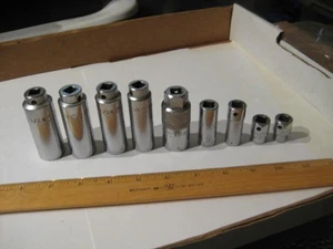 9 Vintage MAC Wrench Sockets 3/8" Drive 6 pt USA 13/16 3/4 11/16 5/8 13/16 +++ - Picture 1 of 7