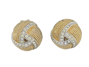 VINTAGE 50's SIGNED MARCEL BOUCHER 5836 CRYSTAL DOME CLIP-ON EARRINGS - Picture 1 of 15