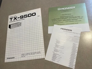 Original Pioneer TX-9500 Tuner Operating Instruction Fold Out Schematic Warranty - Picture 1 of 9
