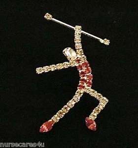 BATON TWIRLING RHINESTONE PIN," PINK /CRYSTAL RHINESTONE TWIRLER GIFT - Picture 1 of 1