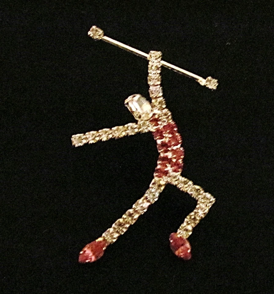 PIN DE DIAMANTES DE IMITACIÓN GIRATORIO BATON, "REGALO GIRATORIO DE DIAMANTES DE IMITACIÓN ROSA/CRISTAL Foto 1 de 1