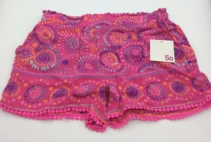 So Girl's Shorts Burst Pink Crochet Trim Elastic Waist Side Pockets New - Picture 1 of 4