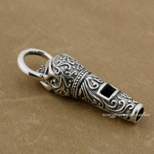 Skull Whistle Model(Soundless) 925 Sterling Silver Pendant Punk Jewellery 9E020C - Picture 1 of 5