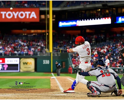 Bryce Harper Philadelphia Phillies Unsigned Home Run Hit Photograph Cover