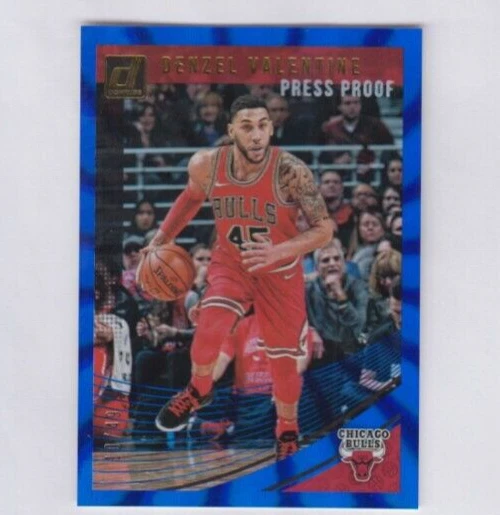Denzel Valentine 2018-19 DONRUSS PRESS PROOF BLUE LASER /49 CHICAGO BULLS - Image 1 of 1