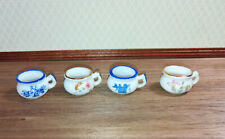 Chamber Pots Set of 4 1:12 Scale Dollhouse Miniature Ceramic with Flower Design