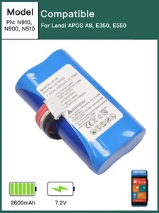 Batteria per Landi APos A8, E350, E550, PAX A910, A930, Newland N510, N900, N910 - Foto 1 di 6