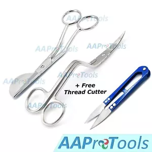 Double Curved Machine Embroidery & Applique Duckbill Scissors Blue Thread Nipper - Picture 1 of 2