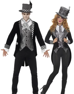 Deluxe dunkler verrückter Hutmacher Kostüm Herren Damen Halloween Alice Kostüm neu - Bild 1 von 8