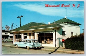The Post Office Monmouth Beach New Jersey NJ Old Cars Chrome c1950 Postcard - Picture 1 of 2