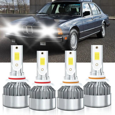 Kit combinado de 4 bombillas de faros LED 9005 9006 6000K blancas para BMW 735iL 1988-1992 Foto 1 de 4