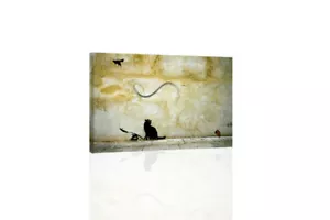 Gato Mouse Banksy - ARTE DE PARED DE LIENZO O IMPRESIÓN - Imagen 1 de 2