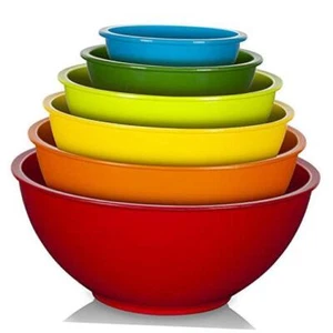 6 Pcs Plastic Mixing Bowls Set, Colorful Serving Bowls for Kitchen, Rainbow - Picture 1 of 8