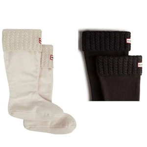 HUNTER UAS3300RPY-HWT Recycled Mini Kabel Hohe Stiefel Damen Socken Creme M - L - Bild 1 von 9