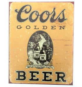 Insegna Coors Birra Dorata Bar Metallo 12 1/2 x16 Pollici Nuova - Foto 1 di 5
