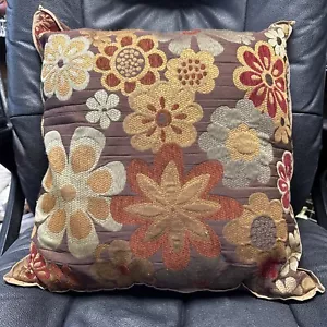Pier 1 Imports Boho Pillow Browns Reds Yellow Flowers - Picture 1 of 8