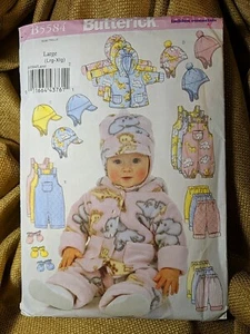 Vtg Uncut Butterick B5584 Sewing Pattern Winter Baby Snowsuit Pant Mittens Hat - Picture 1 of 9