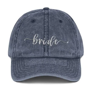 Embroidered Bride Cap, Vintage Wedding Hat, Bridal Shower Gift, Bridal Trip - Picture 1 of 5