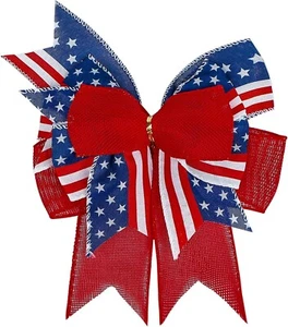 4Th of July Bow Red White Blue Wreath Bows Patriotic Decoration for Memorial Day - Picture 1 of 6