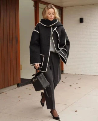 Toteme Women's Woolen Contrast Embroidered Scarf Collar Double-sided Coat - Image 1 of 4