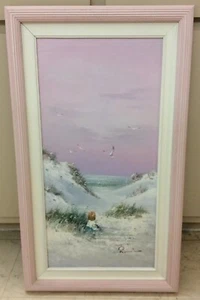 Original Gemälde Öl auf Leinwand, Künstler signiert, Meereslandschaft, 12 x 24". - Bild 1 von 12