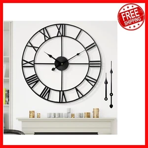 Stylish Battery-Operated Silent Clock - Vintage 18 inch Farmhouse Design - Picture 1 of 10