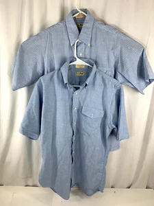Paar Vintage LL Bean Hemden Herren blau %60 Baumwolle Knopfleiste Freeport Maine 15 1/2 - Bild 1 von 10